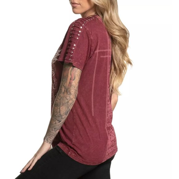 AFFLICTION Women's T-Shirt S/S DISTANT ANGEL Tee - Picture 8 of 12